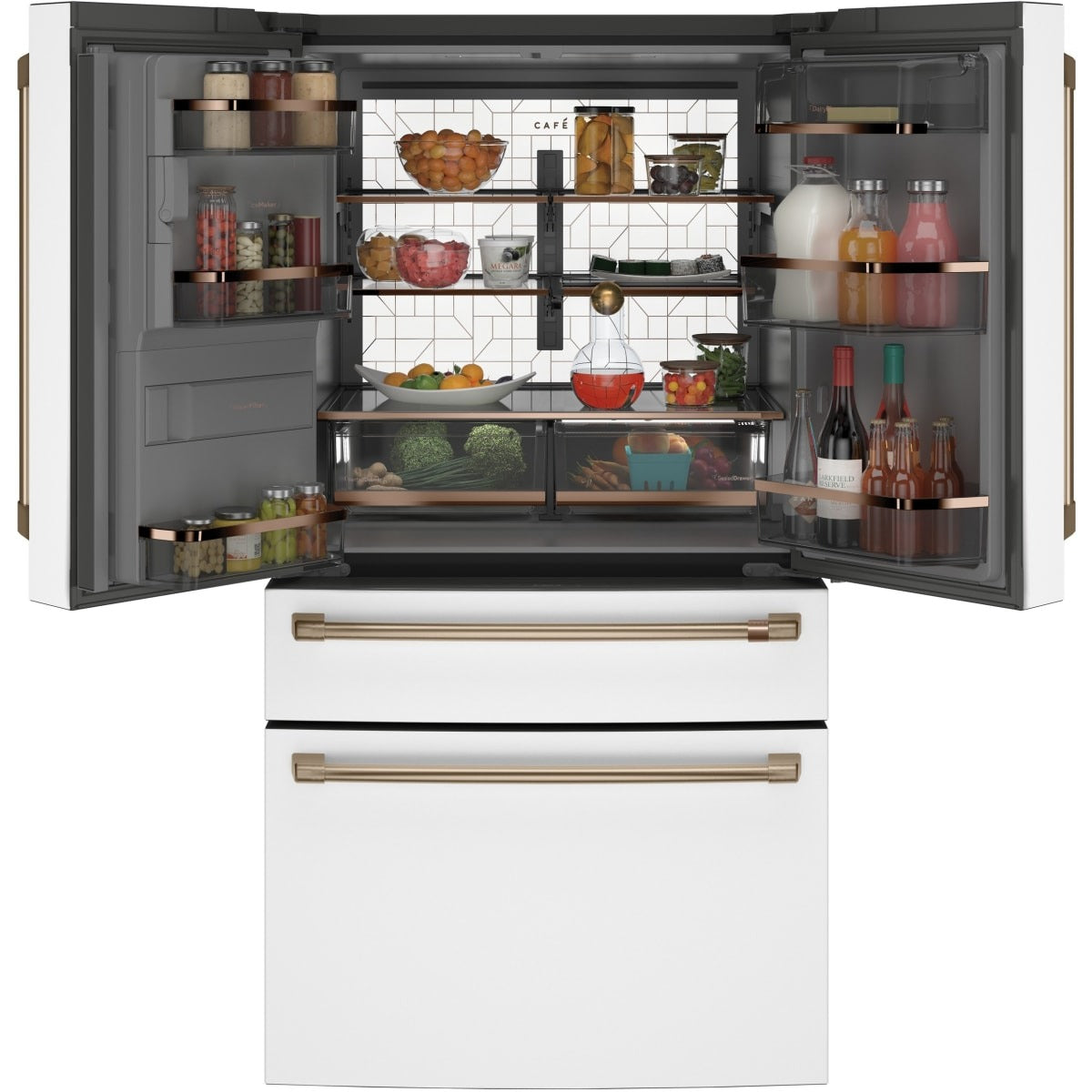 CVE28DP4NW2 Café 27.8 cu. ft. Smart 4-Door French Door Refrigerator with Convertible Drawer and Wi-Fi Connect