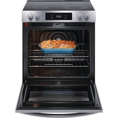 GCFE3060BF GE Café™ 30" Slide-In Front Control Electric Range with Convection Oven in Matte Black