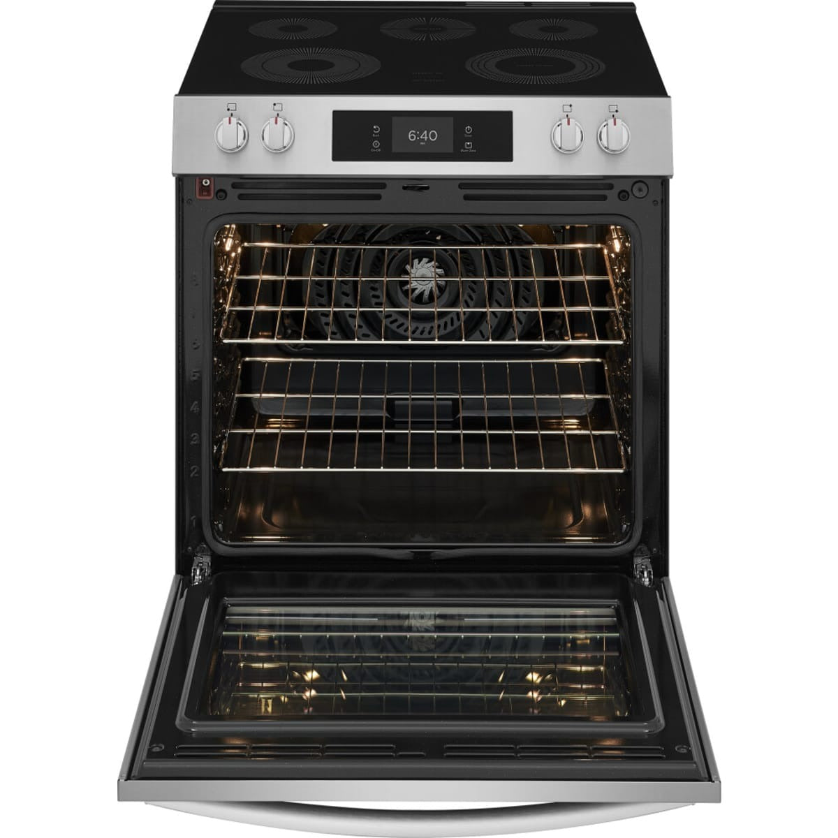 GCFE3070BF Frigidaire Gallery 30" Electric Range with 6.2 cu. ft. Oven Capacity, Stone-Baked Pizza Mode, Air Fry, Steam Bake, Steam Roast, and Smudge-Proof Stainless Steel Finish