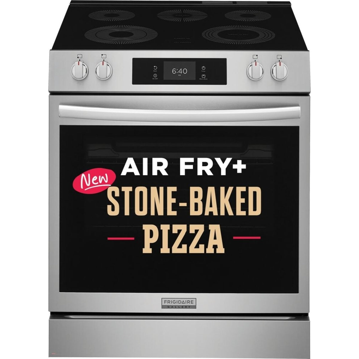 GCFE3070BF Frigidaire Gallery 30" Electric Range with 6.2 cu. ft. Oven Capacity, Stone-Baked Pizza Mode, Air Fry, Steam Bake, Steam Roast, and Smudge-Proof Stainless Steel Finish