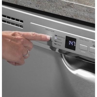 GDF630PSMSS GE® 24" Front Control Stainless Steel Dishwasher with Plastic Interior, Sanitize Cycle & Dry Boost