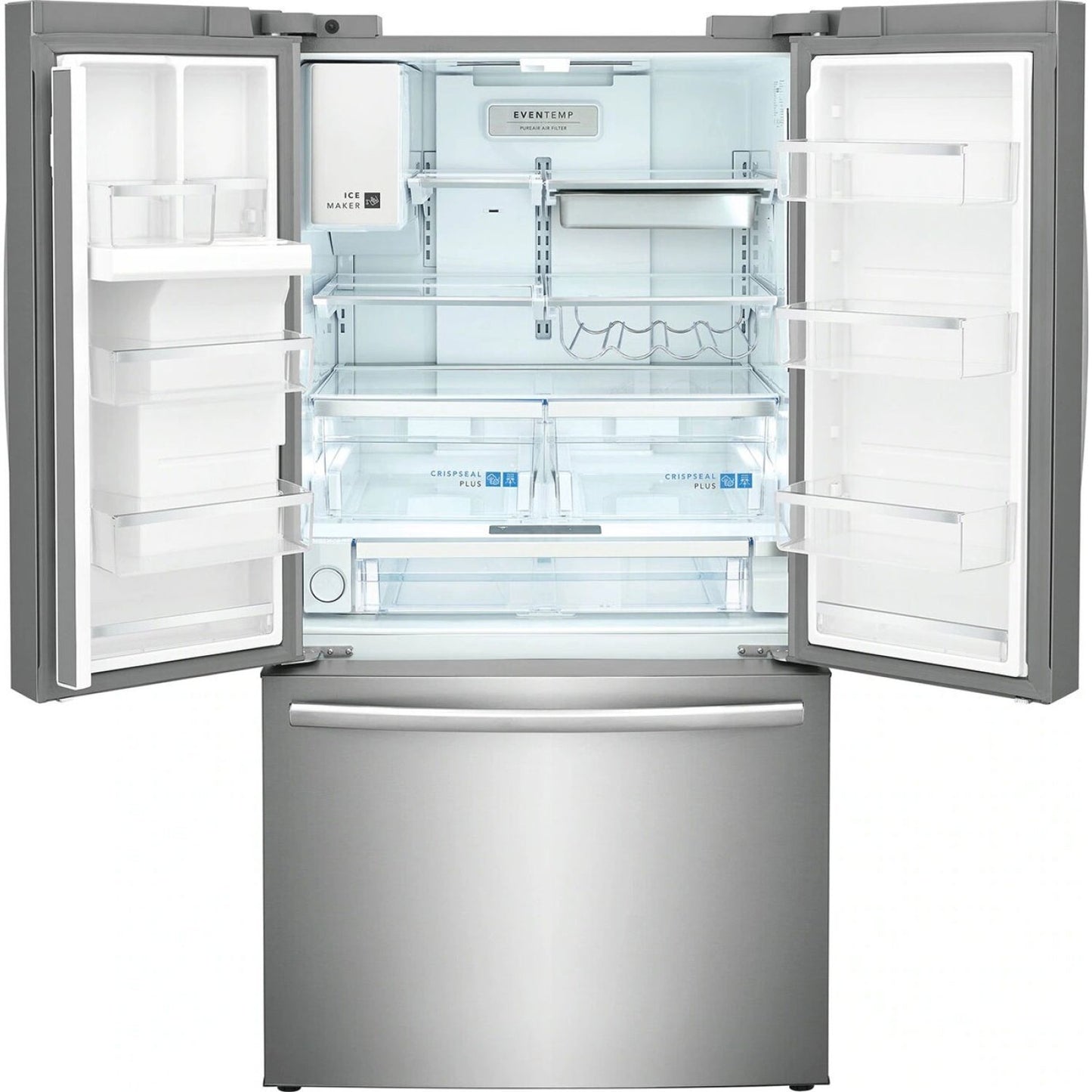 GRFS287DAF Frigidaire Gallery 28 cu. ft. Standard-Depth French-Door Refrigerator with EvenTemp™ Cooling, Dual Ice Maker, ReadyStore™ Beverage Rack, Slide-Under Shelving (Stainless Steel)