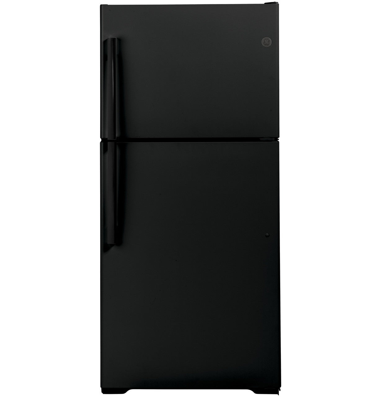 GTE19JTNRBB 19.2 Cu. Ft. ENERGY STAR Top‑Freezer Refrigerator with Reversible Hinges & Full‑Width Glass Shelves Black