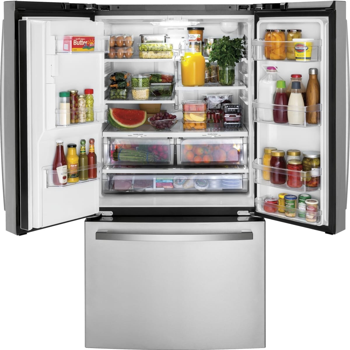 GYE21JYMFS GE 21.9 cu. ft. Counter-Depth French Door Refrigerator with TwinChill™ and External Dispenser