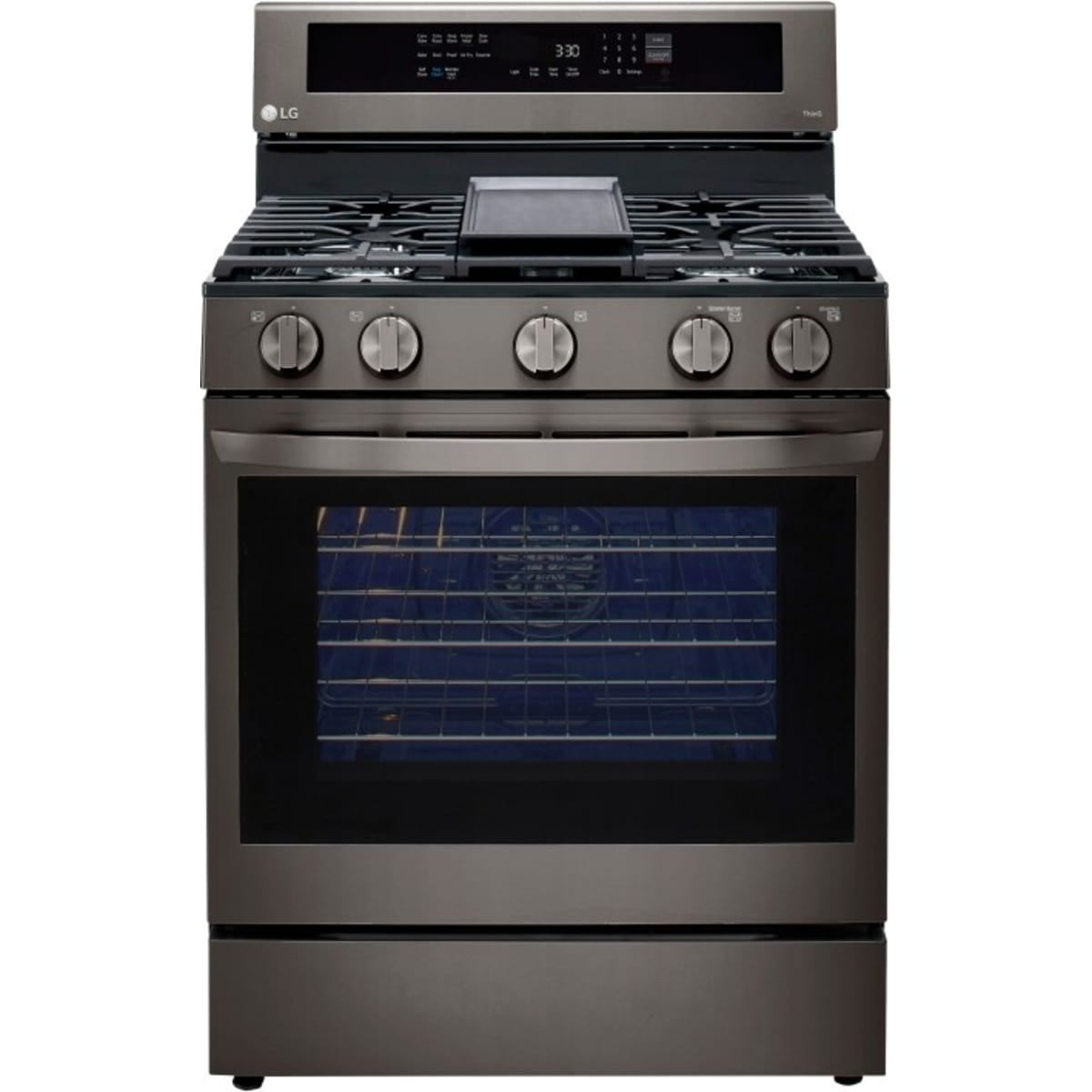 LRGL5825D LG 5.8 cu. ft. Smart Gas Range with InstaView® and Air Fry – PrintProof® Black Stainless Steel