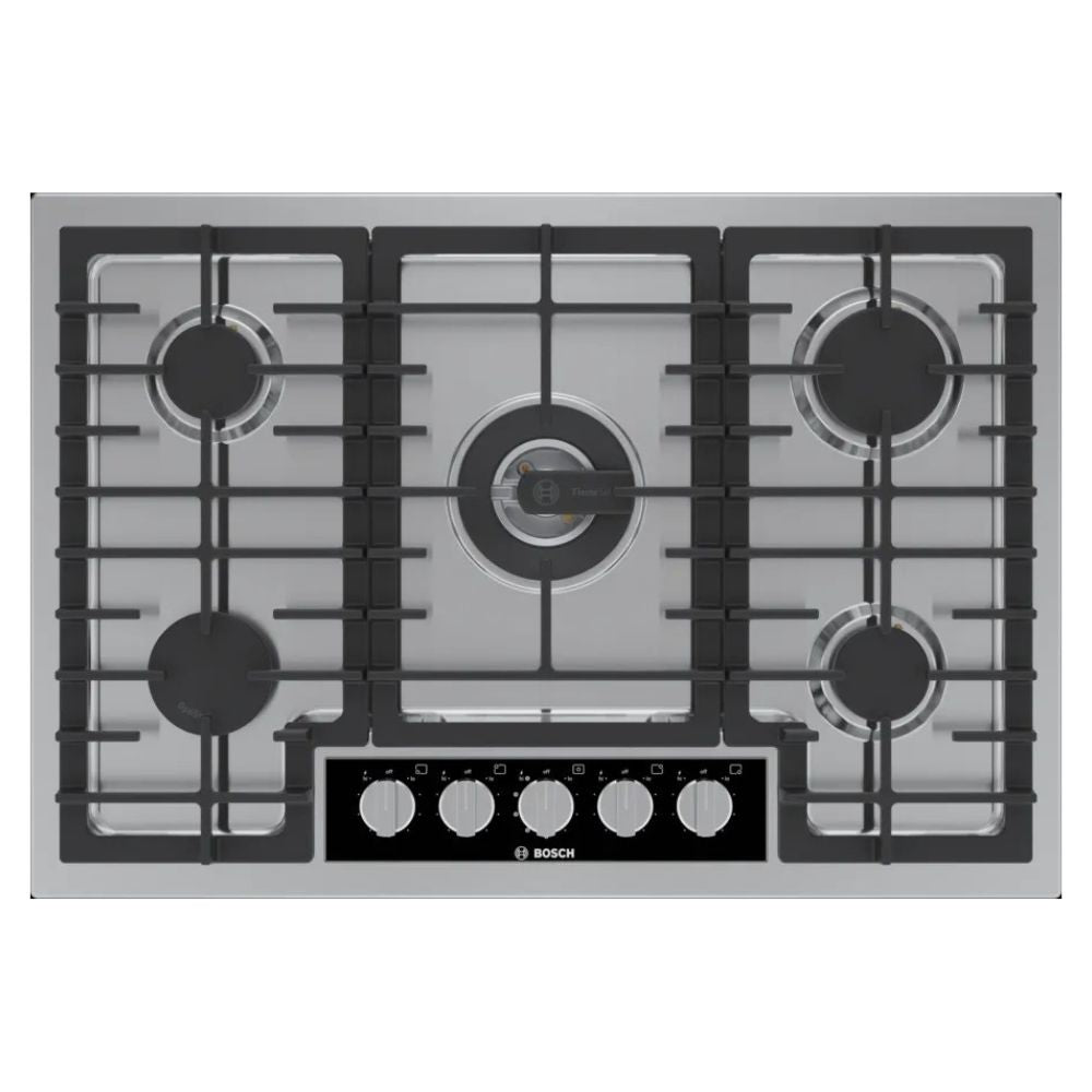 NGMP058UC — Bosch Benchmark 30″ Gas Cooktop with FlameSelect® 9-Step, OptiSim® Burner, Continuous Cast Iron Grates