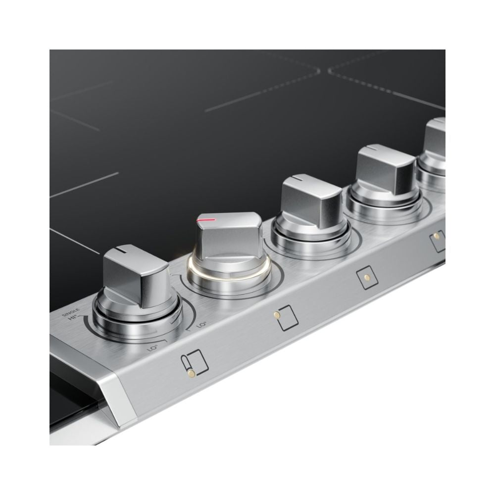 Induction Cooktop with 5 Cooking Zones, 3600 Watt Burner, Even Temp™ Element, Bridge Element, Backlit LED Knobs, ADA Compliant, and Energy Star Certified: 36 Inch