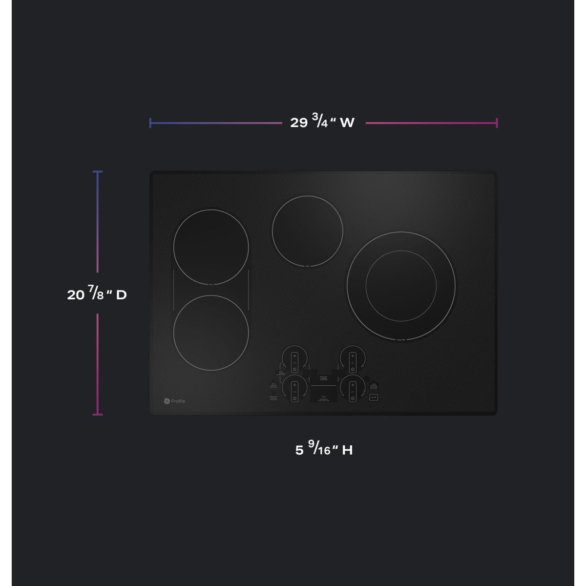 PEP7030DTBB GE Profile 30-inch Electric Cooktop with Glide Touch Controls and SyncBurners – Black