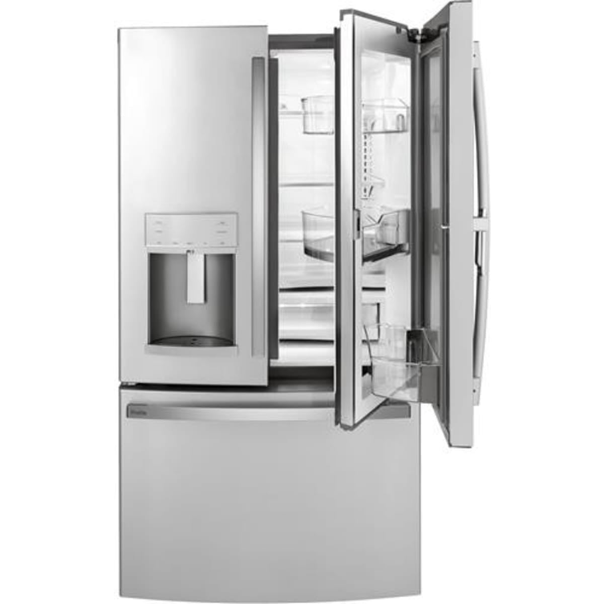 PYD22KYNFS GE Profile 22.1 cu. ft. Counter-Depth French Door Refrigerator with Hands-Free Autofill – Stainless Steel