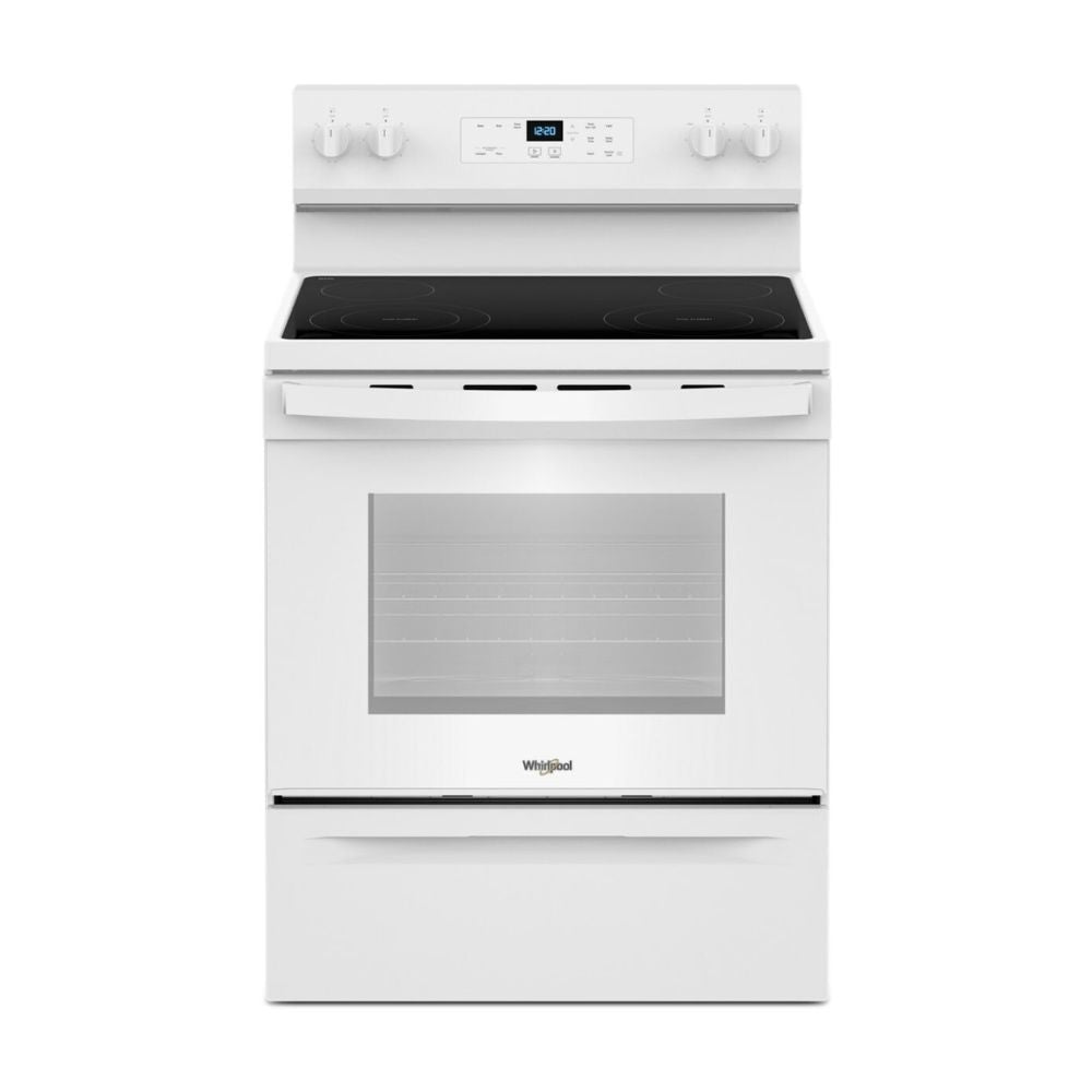 WFES3030RW - Whirlpool 5.3 cu. ft. Electric Range with 4 Radiant Elements, Upswept Ceramic Glass Cooktop, Storage Drawer (White)