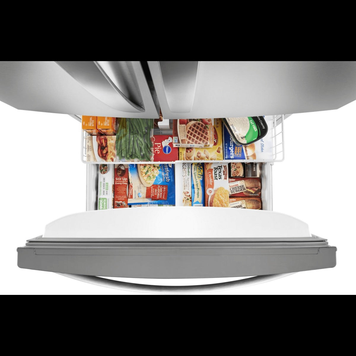 33 Inch Freestanding French Door Refrigerator with 22 cu. ft. Capacity, 5 Glass Shelves, Gallon Door Bins, Icemaker, Internal Water Dispenser, and ENERGY STAR®: Fingerprint Resistant Stainless Steel