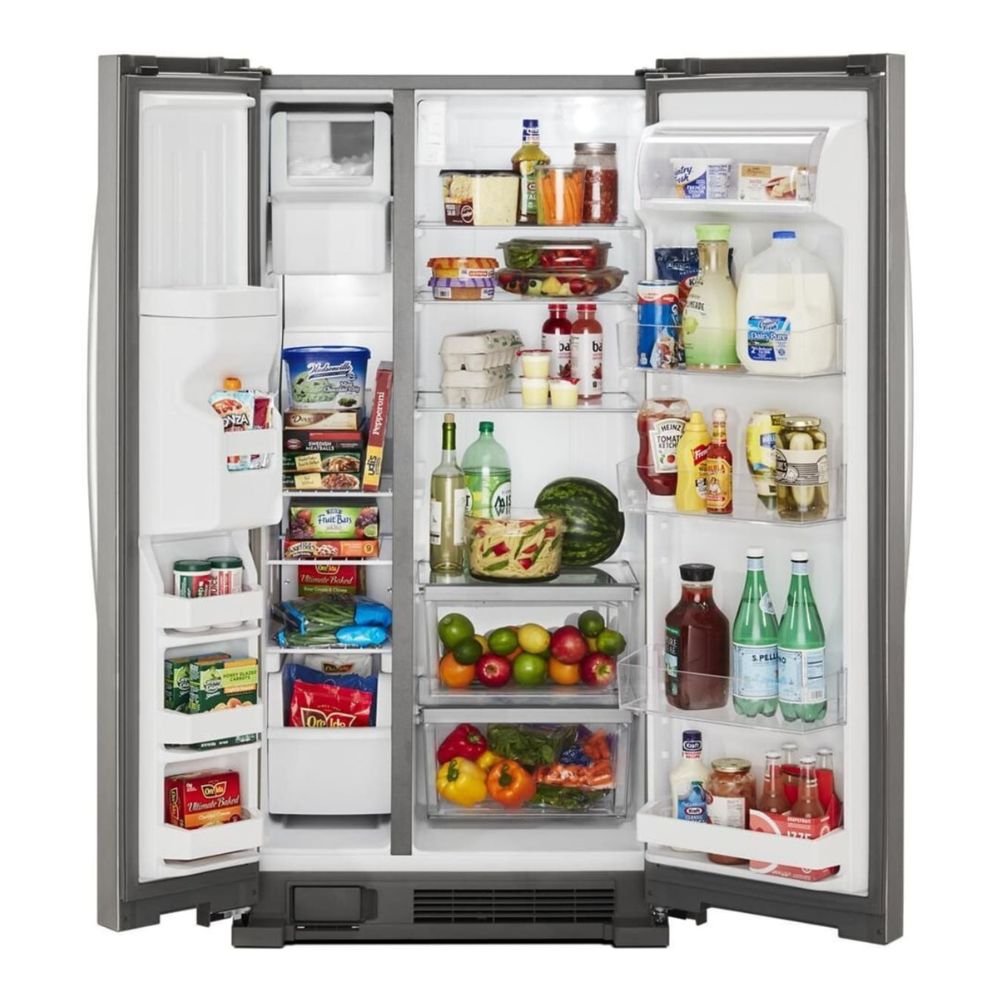 WRS315SDHM - Whirlpool 24 cu. ft. Side-by-Side Refrigerator with Adjustable Gallon Storage, LED Lighting, External Ice & Water Dispenser (Fingerprint Resistant Stainless Steel)