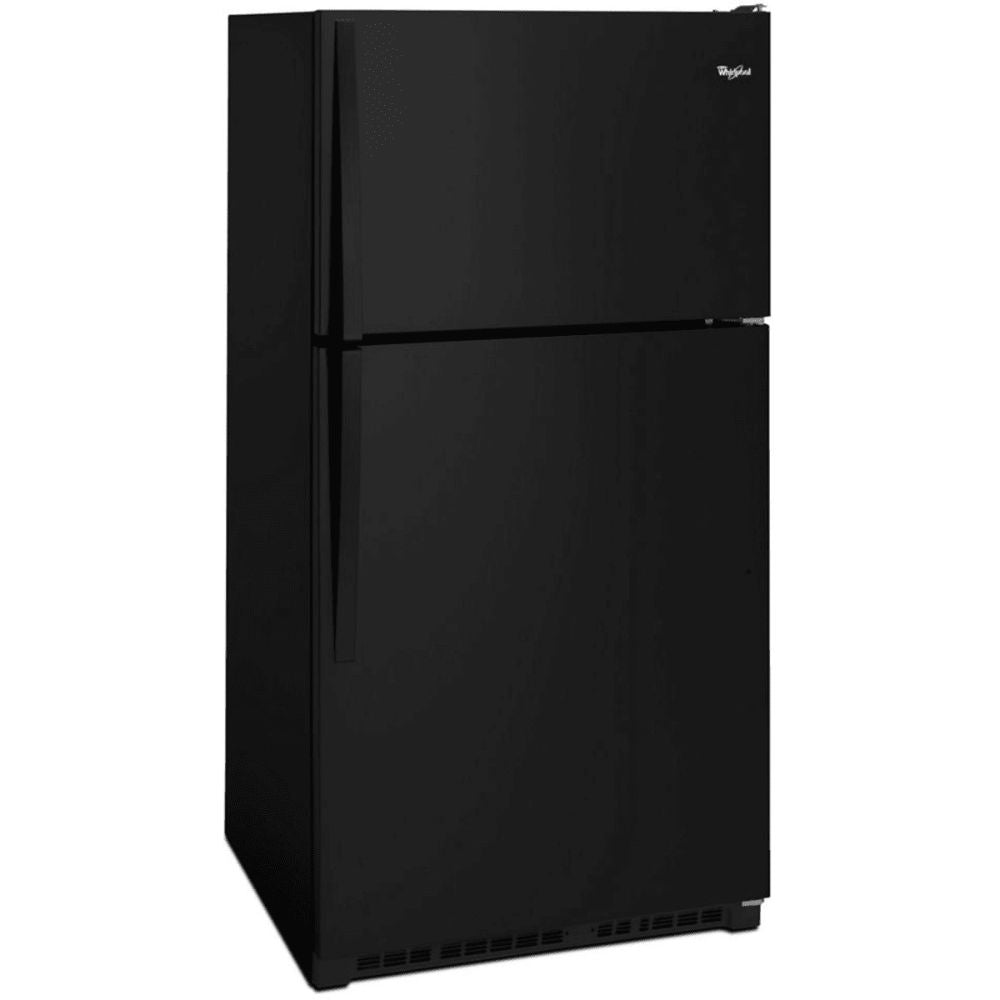 WRT311FZDB Whirlpool 20.5 cu. ft. Top Freezer Refrigerator with Frameless Glass Shelves, Humidity-Controlled Crispers, LED Interior Lighting (Black)