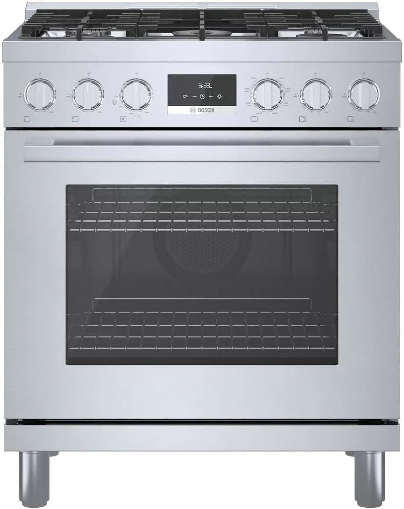 Bosch 800 Series HDS8055U 30" Freestanding Dual Fuel Range Stainless Excellent