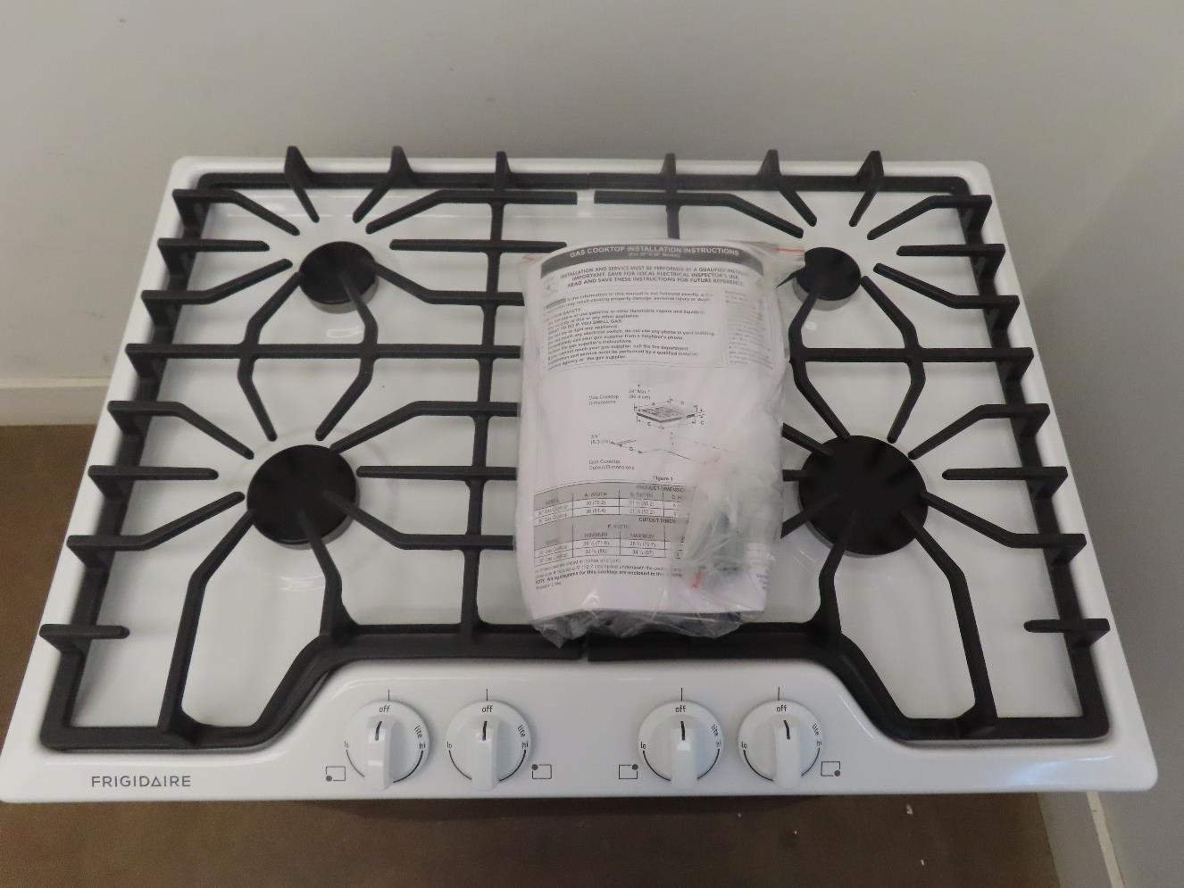 Frigidaire FFGC3026SW 30" 4 Sealed Burners Cast Iron Grates Gas Cooktop