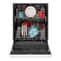 24 Inch Full Console Dishwasher with 12 Place Settings, 3 Wash Cycles, PVC Coated Racks, Plastic Tub, Quick Wash, Triple Filter Wash, and ENERGY STAR Certified: White