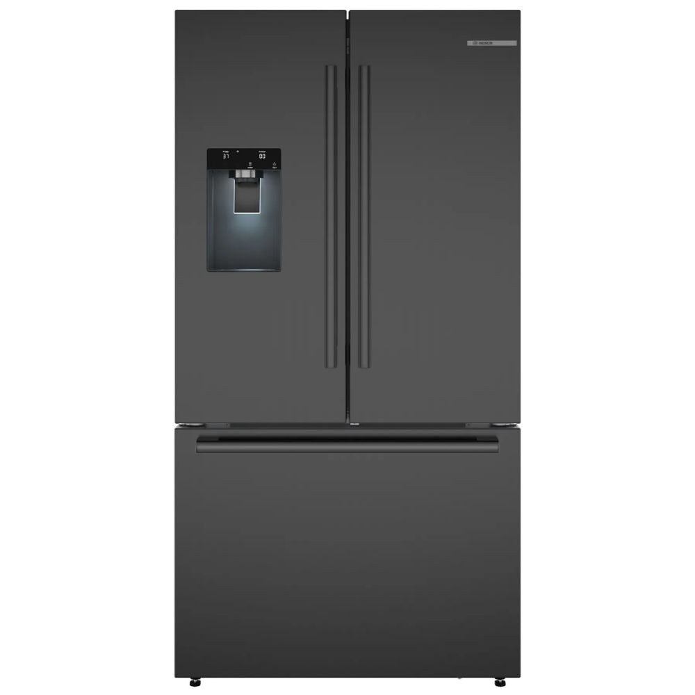 B36CD52SNB — Bosch 500 Series 21.6 cu. ft. Counter-Depth French Door Smart Refrigerator with External Water & Ice Dispenser, MultiAirFlow™, UltraClarity Pro Filter (Black Stainless)