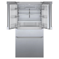 B36CL80ENS 36" Bosch 800 Series French Door Bottom Mount Refrigerator with 21 cu. ft. Capacity, Home Connect, Dual Freezer Drawers, Ice Maker, Water Dispenser, and Anti-Fingerprint Stainless Steel Finish