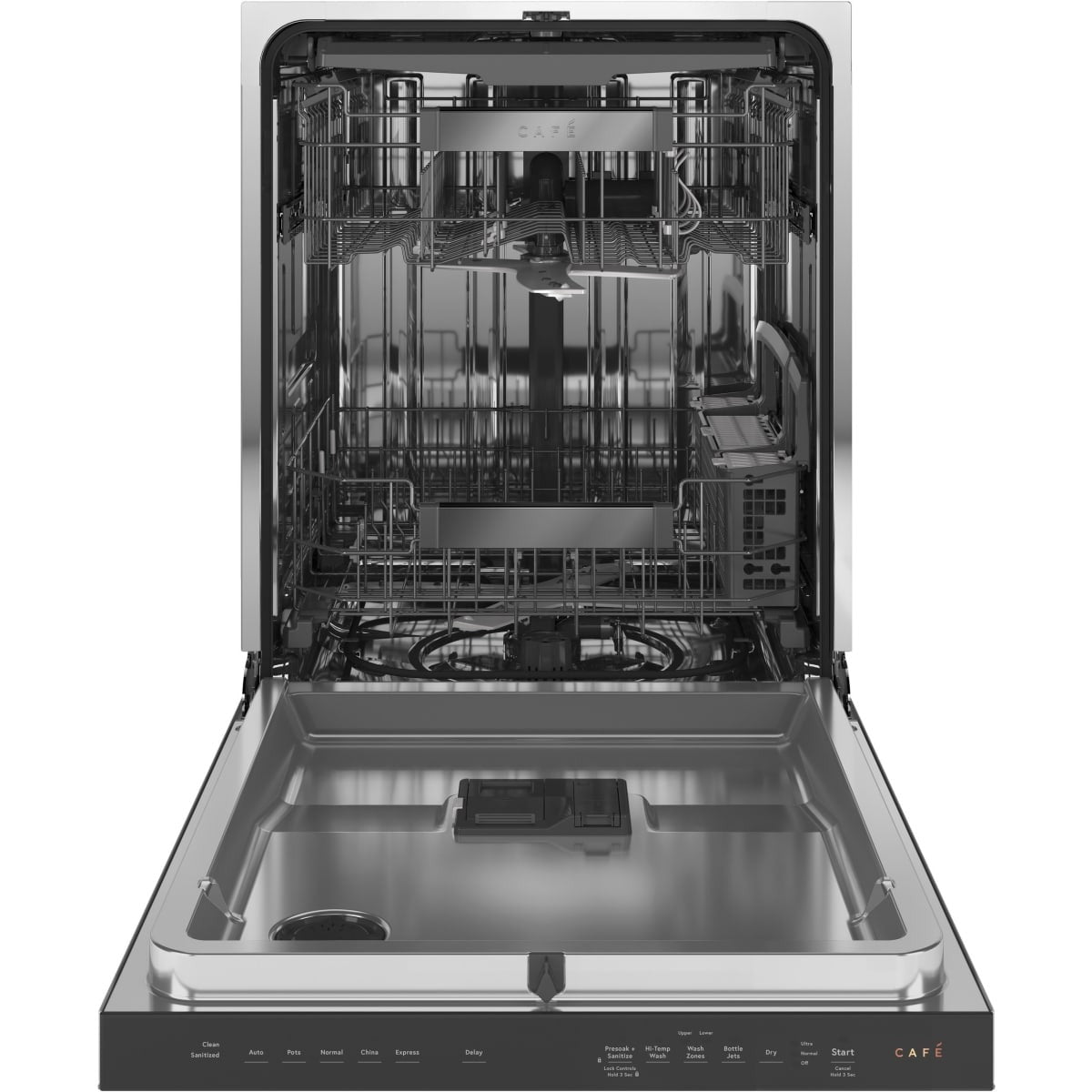 CDT805M5NS5 — Café 24″ Built‑In Dishwasher with Ultra‑Wash & Dry, Steam + Sanit Option, Adjustable Upper Rack (Platinum Glass)