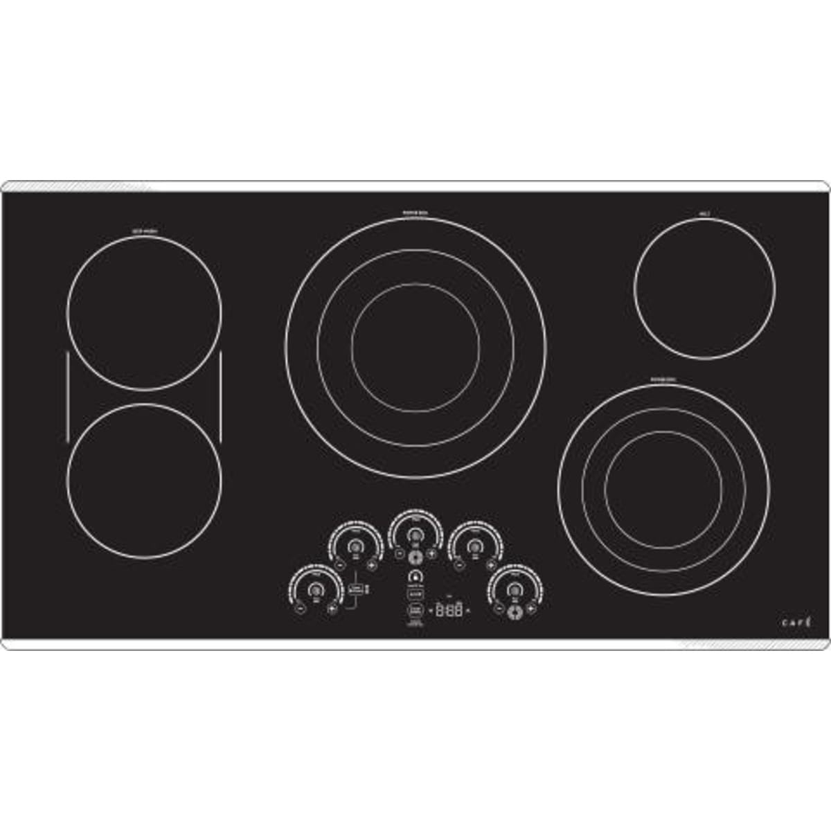 36 Inch Electric Cooktop with 5 Radiant Elements, Ceramic Glass Surface, Power Boil Element, Sync-Burners Capability, Glass Touch Controls, Control Lock, Hot Surface Indicator, UL Certified, and ADA Compliant: Stainless Steel Trim