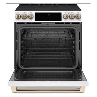 30 Inch Slide-In Electric Range with 5 Elements, 5.7 cu. ft. Oven Capacity, Ceramic Glass Cooktop, Self-Clean Function, Touch Controls, Hidden Bake Element, Smart Features, Spacious Interior and Modern Design: White