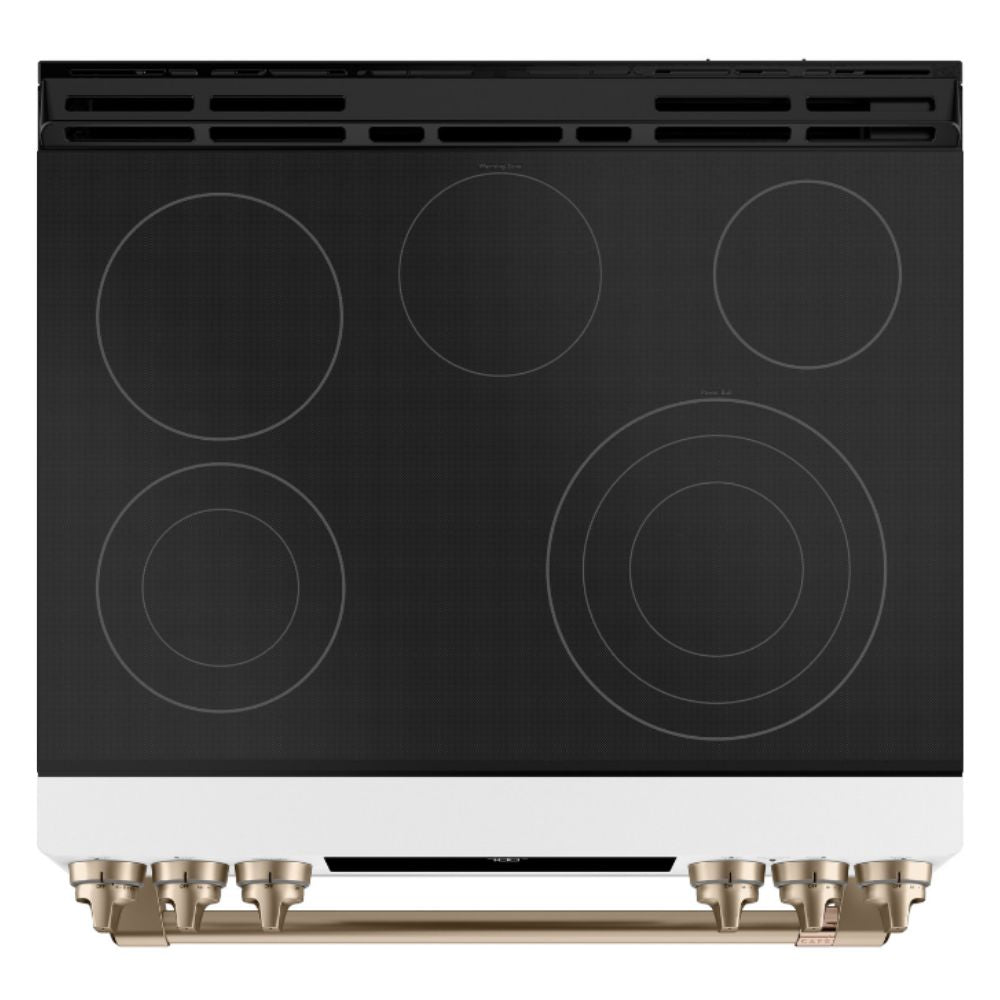 30 Inch Slide-In Electric Range with 5 Elements, 5.7 cu. ft. Oven Capacity, Ceramic Glass Cooktop, Self-Clean Function, Touch Controls, Hidden Bake Element, Smart Features, Spacious Interior and Modern Design: White