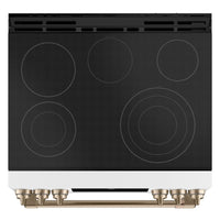 30 Inch Slide-In Electric Range with 5 Elements, 5.7 cu. ft. Oven Capacity, Ceramic Glass Cooktop, Self-Clean Function, Touch Controls, Hidden Bake Element, Smart Features, Spacious Interior and Modern Design: White