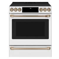 30 Inch Slide-In Electric Range with 5 Elements, 5.7 cu. ft. Oven Capacity, Ceramic Glass Cooktop, Self-Clean Function, Touch Controls, Hidden Bake Element, Smart Features, Spacious Interior and Modern Design: White