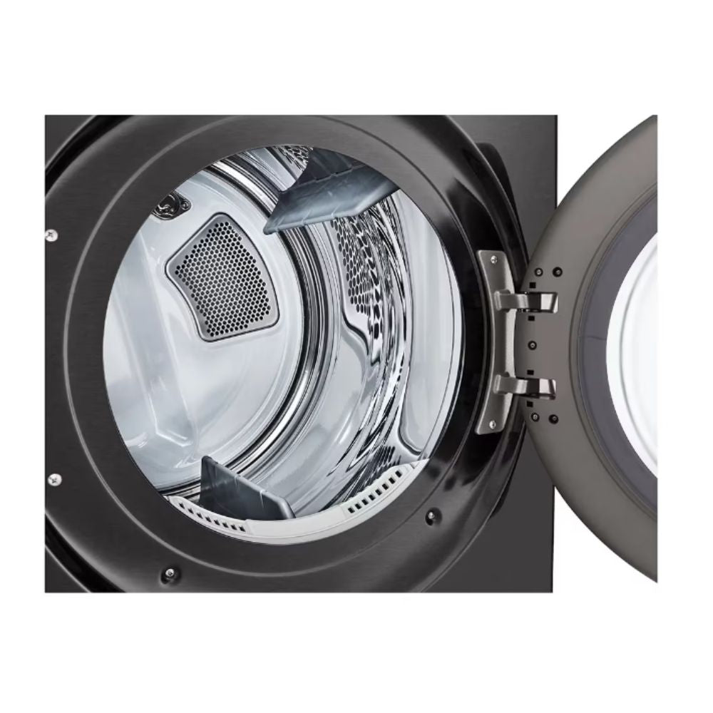 Front load electric dryer DLEX6700B, Black Steel, 7.4 cu. ft. 23 cycles including AI Dry, Heavy Duty, SteamFresh™ and SteamSanitary™. Sensor Dry, Timed Dry, Wi-Fi enabled, TurboSteam®, 4-way venting, vented, stainless steel drum