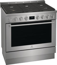 ECFG3668AS Electrolux 36" Front Control Freestanding Gas Range with 6 Burners and True Convection Oven in Stainless Steel