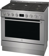 ECFG3668AS Electrolux 36" Front Control Freestanding Gas Range with 6 Burners and True Convection Oven in Stainless Steel