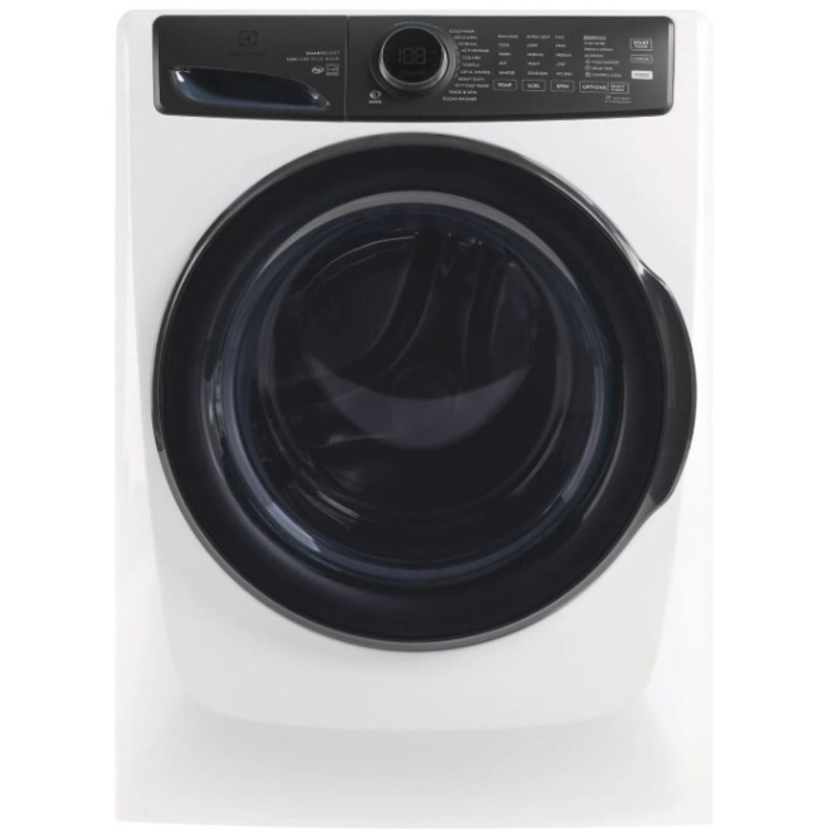 27 Inch Front Load Washer with 4.5 cu ft Capacity, SmartBoost®, Cold Wash, Cold Sanitize, Care Meter, Optic Whites™, Pure Rinse™, StainSoak™, Perfect Steam™, LuxCare® and Energy Star Certified
