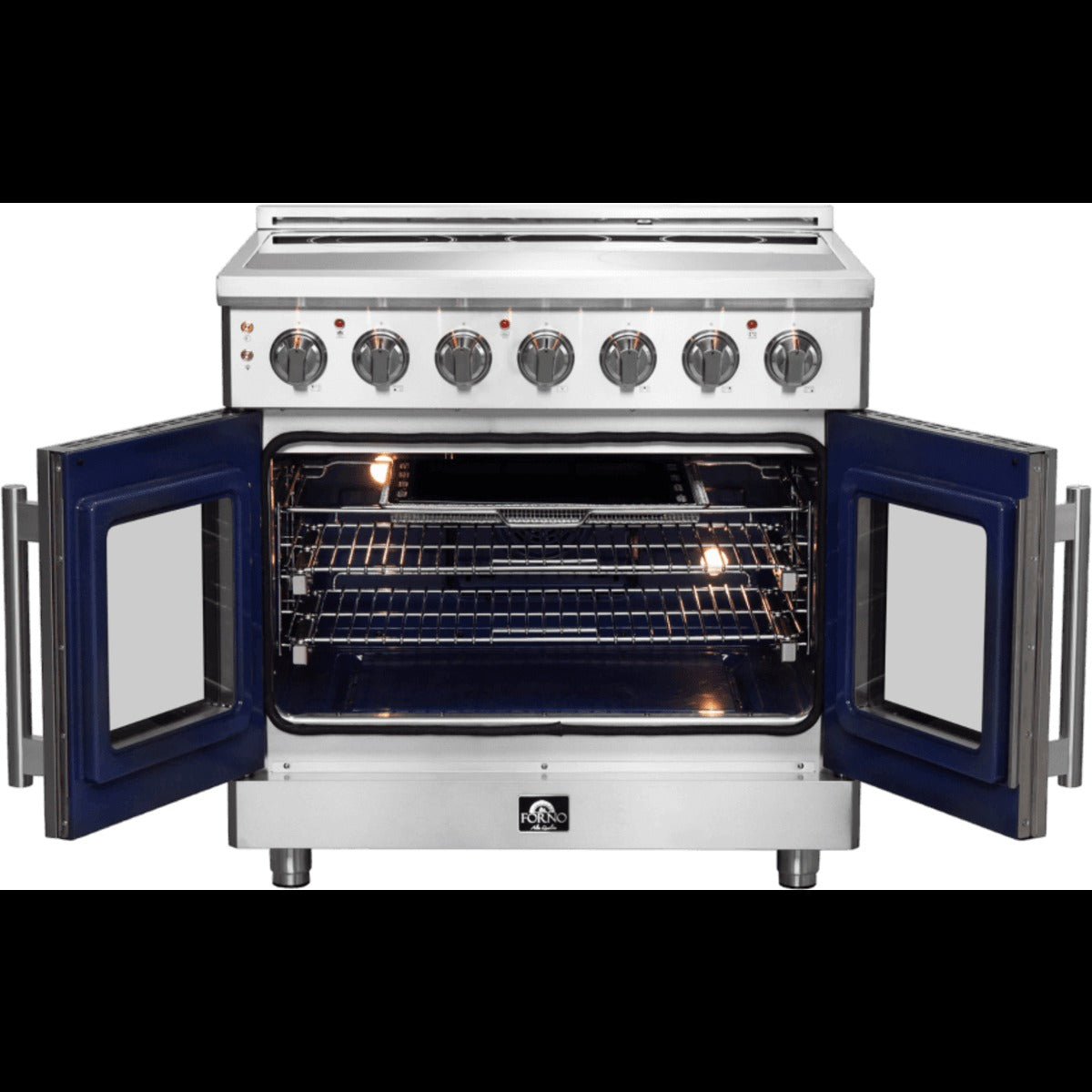 FFSEL695536 — Freestanding French Door Electric Range with 5 Elements, Steam Clean, Ceramic Glass, and Speckled Blue Enamel Oven Interior: 36" Width, 5.36 cu. ft. Oven Capacity