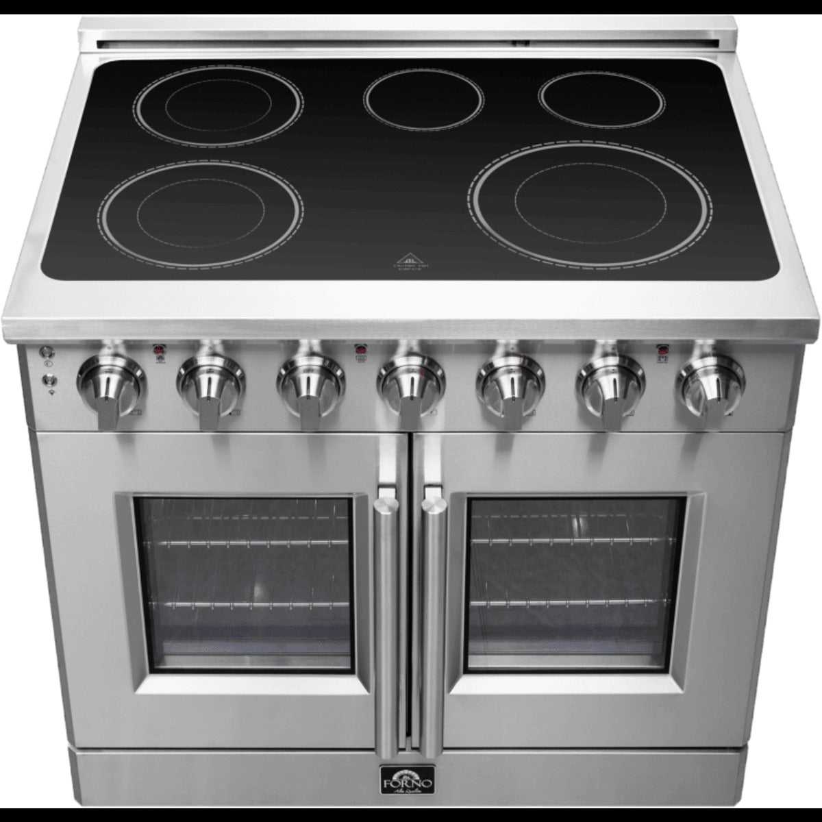 FFSEL695536 — Freestanding French Door Electric Range with 5 Elements, Steam Clean, Ceramic Glass, and Speckled Blue Enamel Oven Interior: 36" Width, 5.36 cu. ft. Oven Capacity