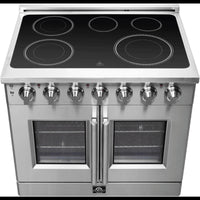 FFSEL695536 — Freestanding French Door Electric Range with 5 Elements, Steam Clean, Ceramic Glass, and Speckled Blue Enamel Oven Interior: 36" Width, 5.36 cu. ft. Oven Capacity