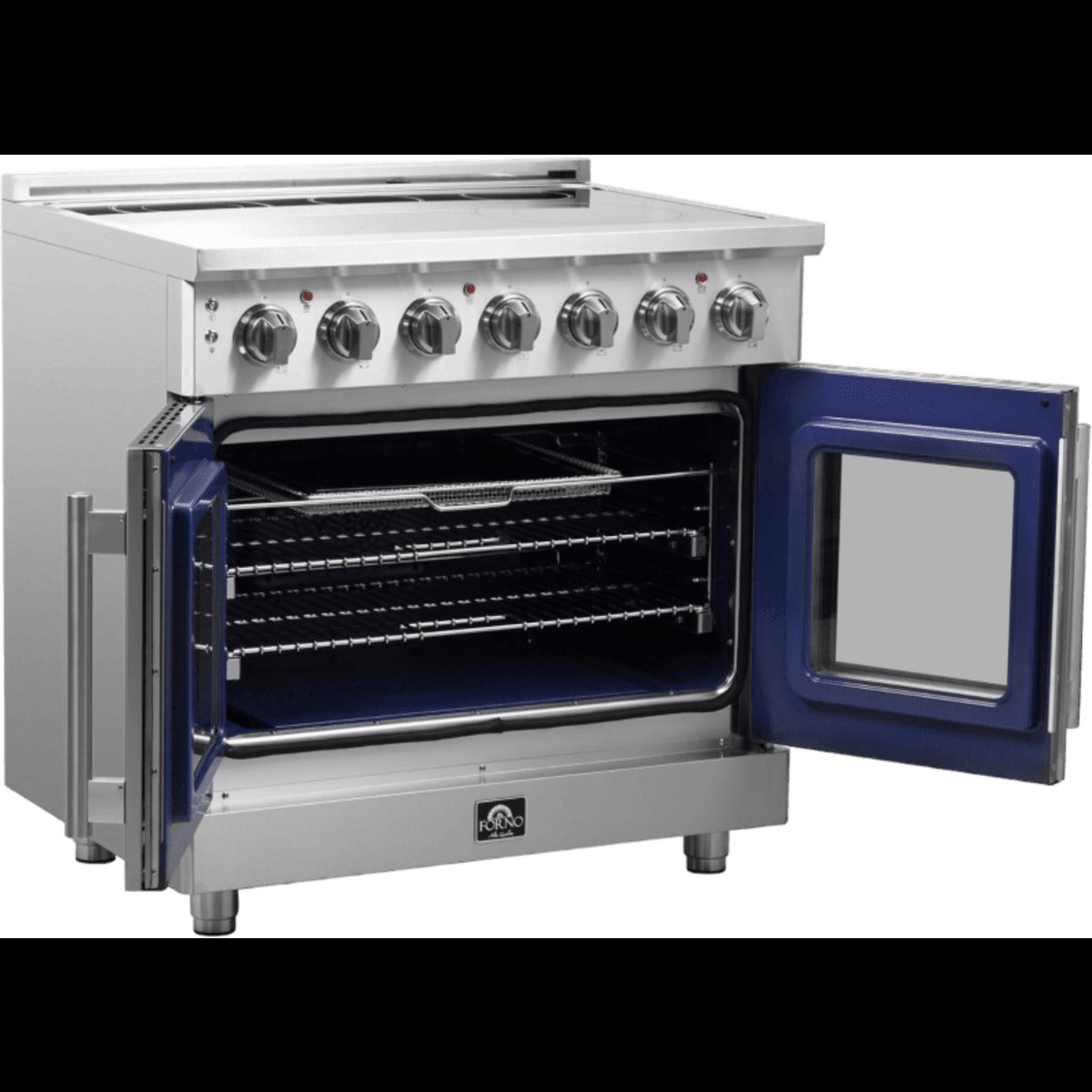 FFSEL695536 — Freestanding French Door Electric Range with 5 Elements, Steam Clean, Ceramic Glass, and Speckled Blue Enamel Oven Interior: 36" Width, 5.36 cu. ft. Oven Capacity