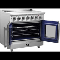 FFSEL695536 — Freestanding French Door Electric Range with 5 Elements, Steam Clean, Ceramic Glass, and Speckled Blue Enamel Oven Interior: 36" Width, 5.36 cu. ft. Oven Capacity