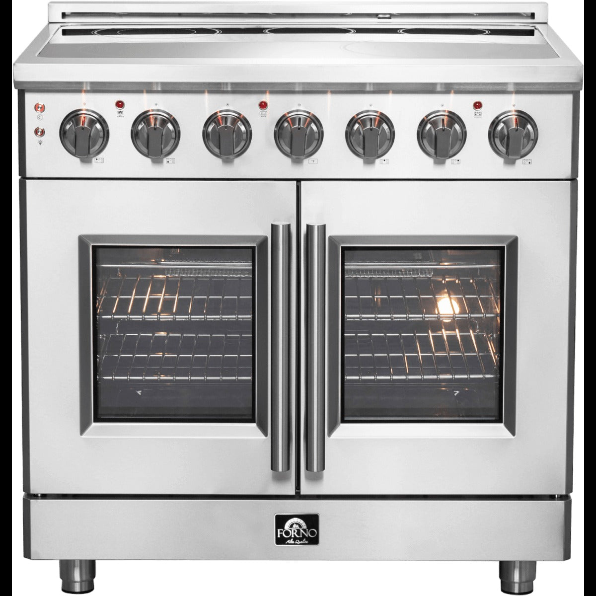 FFSEL695536 — Freestanding French Door Electric Range with 5 Elements, Steam Clean, Ceramic Glass, and Speckled Blue Enamel Oven Interior: 36" Width, 5.36 cu. ft. Oven Capacity
