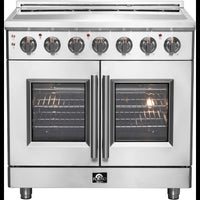 FFSEL695536 — Freestanding French Door Electric Range with 5 Elements, Steam Clean, Ceramic Glass, and Speckled Blue Enamel Oven Interior: 36" Width, 5.36 cu. ft. Oven Capacity