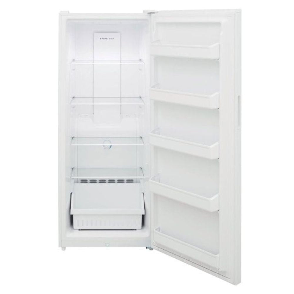 The 13 cu. ft. upright freezer offers ultimate flexibility with its convertible freezer-to-refrigerator feature and garage-ready design. It ensures consistent freezing with the EvenTemp™