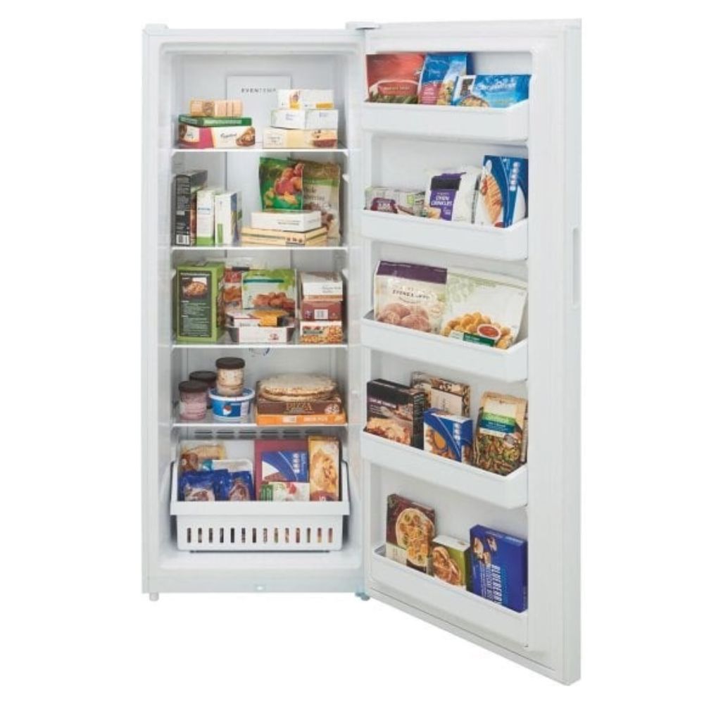 The 13 cu. ft. upright freezer offers ultimate flexibility with its convertible freezer-to-refrigerator feature and garage-ready design. It ensures consistent freezing with the EvenTemp™