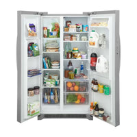 FRSN2610AF 36 Inch Side-by-Side Refrigerator with 25.6 Cu. Ft. Capacity, External Ice & Water Dispenser, Ice Maker, Glass Shelves, PurePour™ Water Filter, Sabbath Mode, ADA Compliance, and ENERGY STAR® Certification.