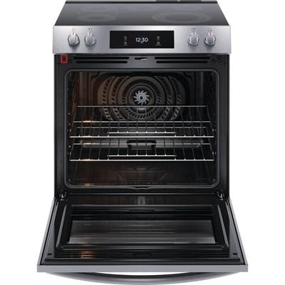 GCFE3060BF GE Café™ 30" Slide-In Front Control Electric Range with Convection Oven in Matte Black