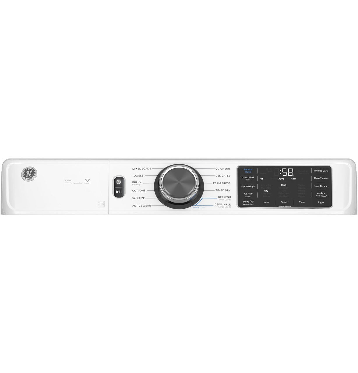 GFD65GSSVWW 7.8 Cu. Ft. ENERGY STAR Front Load Gas Dryer with Steam White