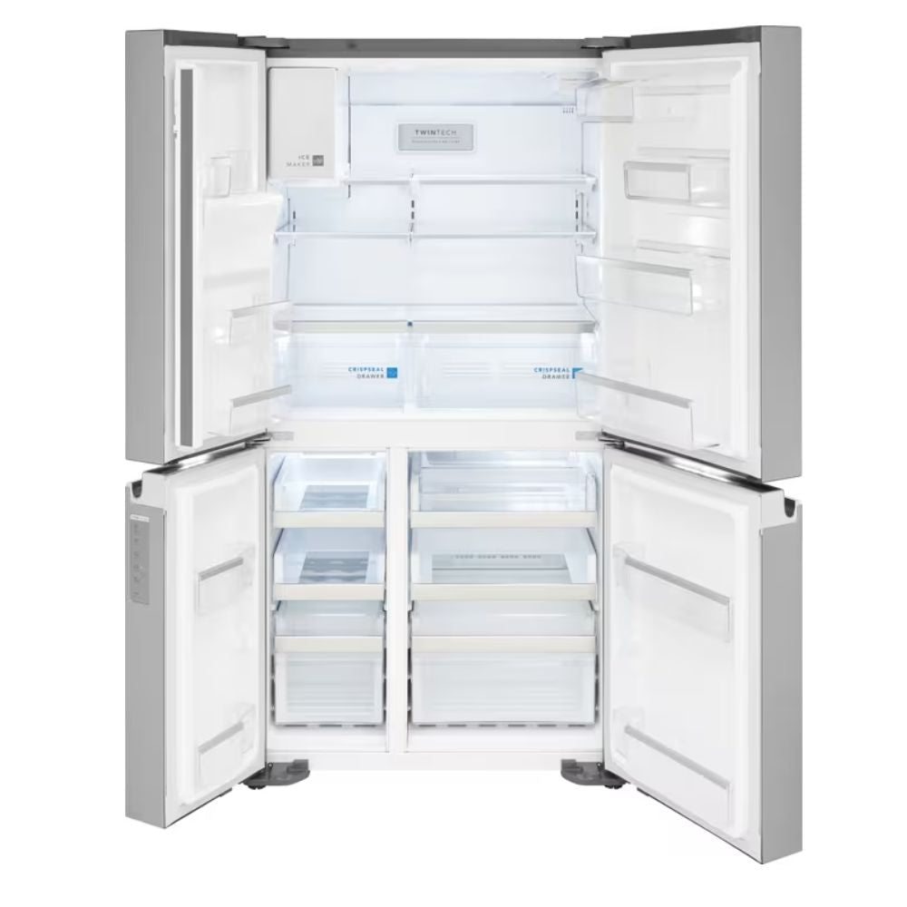 36 Inch Counter-Depth 4 Door French Door Refrigerator with 21.5 Cu. Ft. Capacity, Spill-Proof Glass Shelves, CrispSeal® Crispers with Auto Humidity, Ice Maker, Exterior Ice and Water Dispenser, Smudge-Proof Stainless Steel, ENERGY STAR Certified