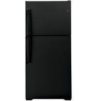 GTE19JTNRBB 19.2 Cu. Ft. ENERGY STAR Top‑Freezer Refrigerator with Reversible Hinges & Full‑Width Glass Shelves Black