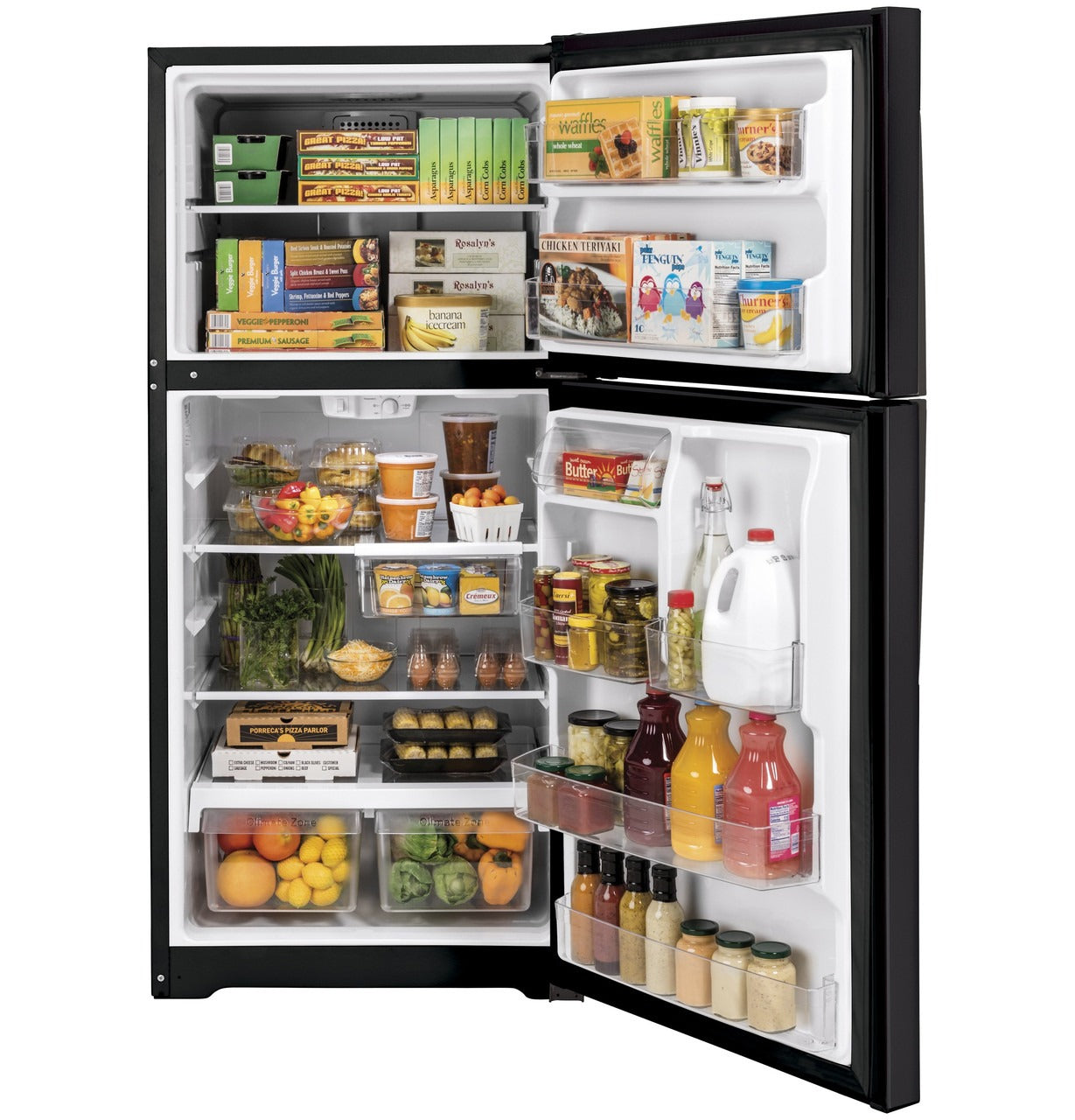 GTS22KMNRDS 21.9 Cu. Ft. Garage‑Ready Top‑Freezer Refrigerator for 38–110 °F environments, Fingerprint Resistant Black Slate