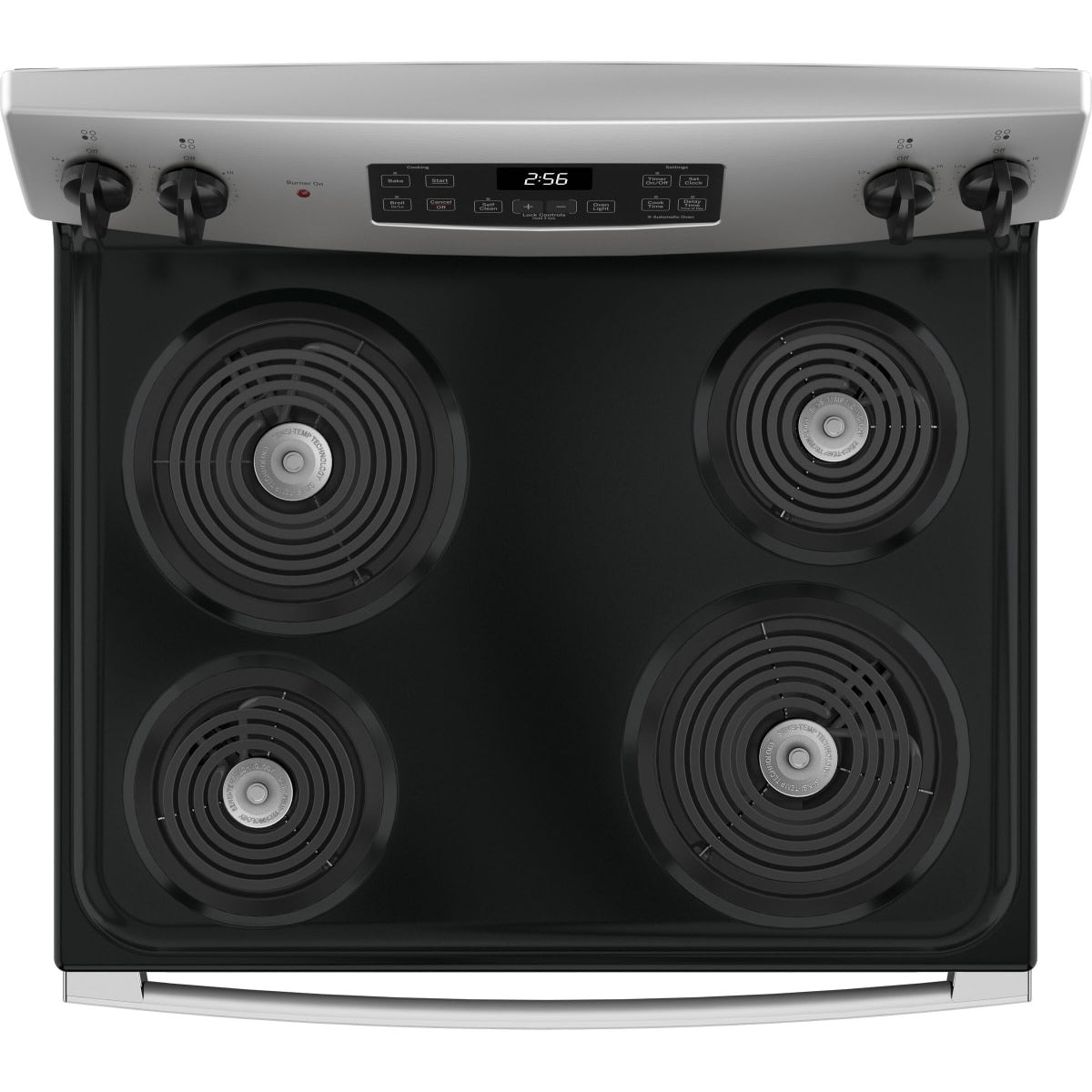 JB256RTSS  GE 30″ Free-Standing Electric Range with Self-Clean Oven, Sensi-Temp™ Coil Elements, Dual-Element Bake, and Storage Drawer