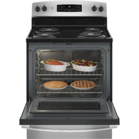 JB256RTSS  GE 30″ Free-Standing Electric Range with Self-Clean Oven, Sensi-Temp™ Coil Elements, Dual-Element Bake, and Storage Drawer