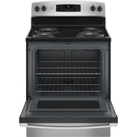 JB256RTSS  GE 30″ Free-Standing Electric Range with Self-Clean Oven, Sensi-Temp™ Coil Elements, Dual-Element Bake, and Storage Drawer